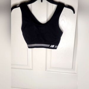 New Balance Sports Bra Sz M Women's Ribbed  Black /Grey  No Pads